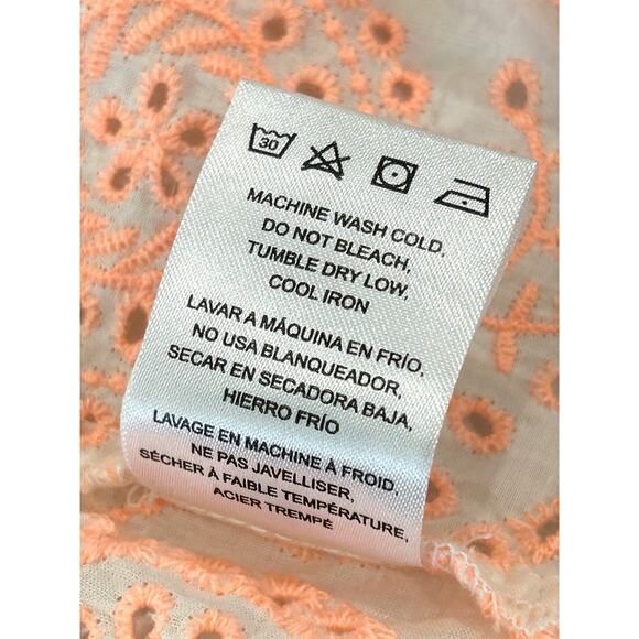 dRA Los Angeles Yara Floral Eyelet Mini Dress Size M Pink & Ivory 3/4 Sleeve - Picture 7 of 7